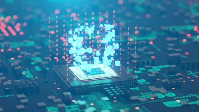 Abstract system of quantum computing, the future supercomputer technology, 3d rendering
