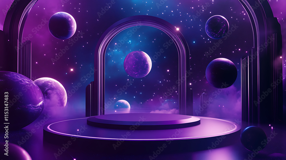 Poster dreamy abstract background display of cosmic elements in a mystical environment creating a blank con