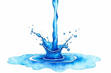 Pouring water, blue liquid splash, design element.