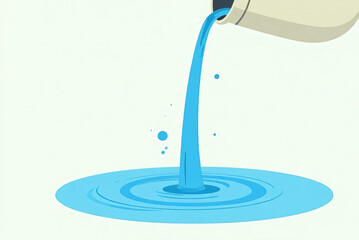 Pouring water, blue liquid splash, design element.