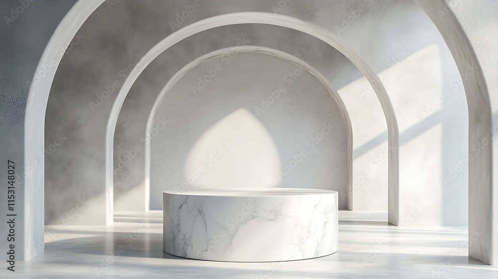 Poster dreamy abstract display background architectural space minimalist environment soft light viewpoint