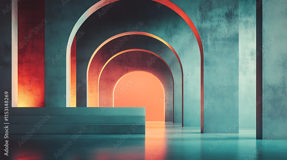 Poster dreamy abstract display of arches in a blank background captivating architectural environment