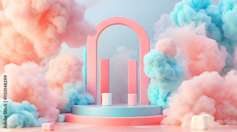 Poster dreamy abstract background display with soft clouds modern art scene creative concept relaxing envir