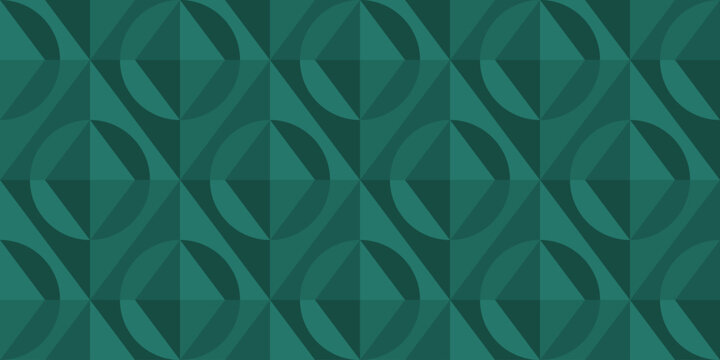 Modern geometric pattern with overlapping circles and diamonds in various shades of green. Ideal for wallpapers, textiles, packaging, web backgrounds, or contemporary design projects.