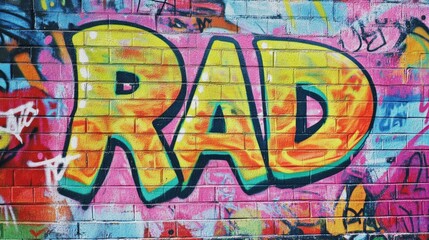 Obraz premium grungy street wall painted in graffiti style with Gen Z slang word 