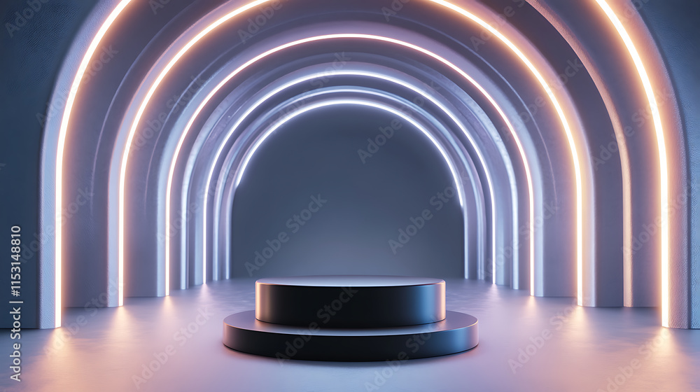Aufkleber dreamy abstract display background with blank curved arches studio environment captivating viewpoint