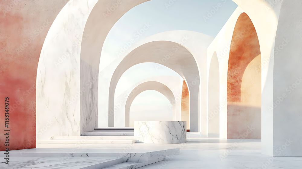 Poster dreamy abstract background display of architectural arches in a calm environment scenic viewpoint