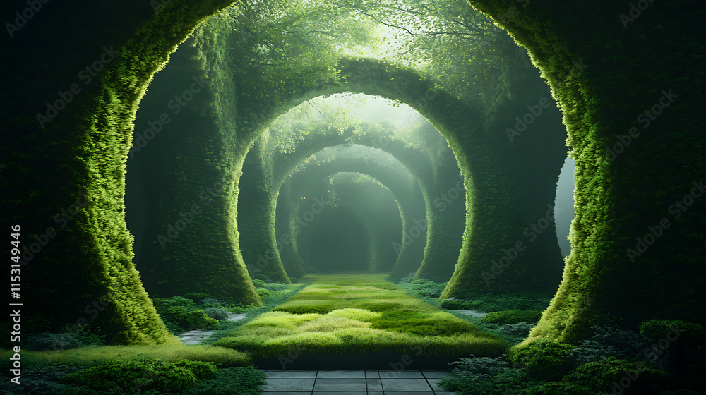 Aufkleber dreamy abstract display of greenery in a blank background pathway nature lush environment enchanted 