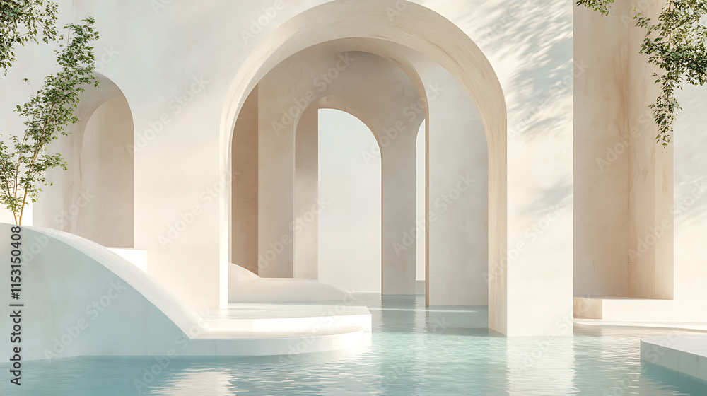 Poster dreamy abstract display of blank background architecture at serene water location
