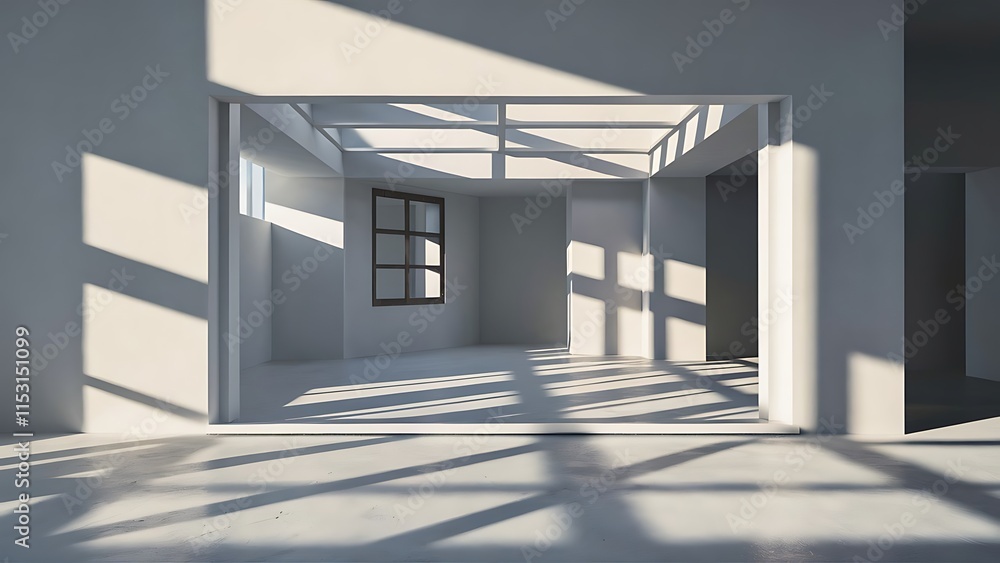 Poster white empty room with shadow and light from window