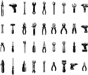 Set of repairing tools icon