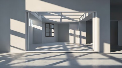white empty room with shadow and light from window