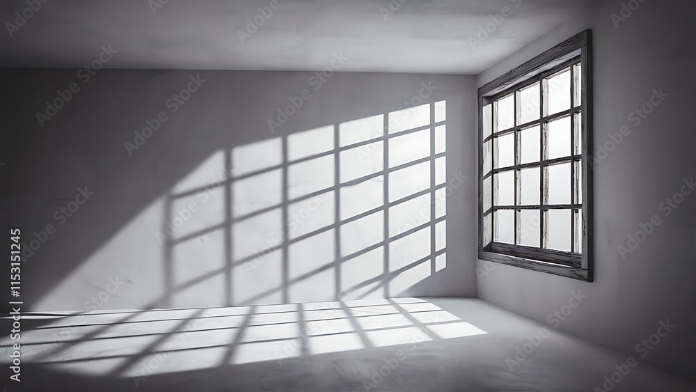 Aufkleber white empty room with shadow and light from window