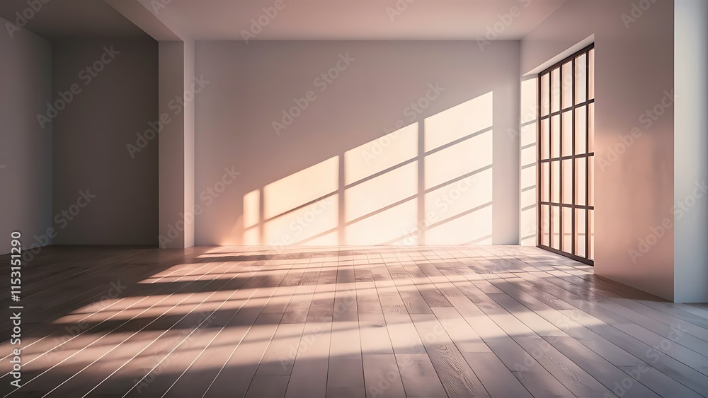 Aufkleber white empty room with shadow and light from window