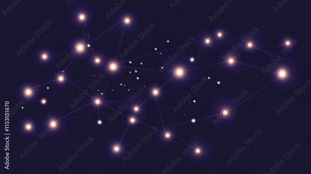 Poster a mesmerizing digital network of glowing nodes and connecting lines on a dark background, evoking a 