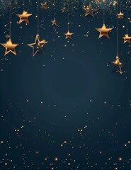 Fototapeta premium Golden Stars on a Dark Blue Background