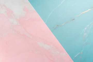 Pastel pink and turquoise marble background with diagonal split, perfect for stylish, modern, material, textured designs