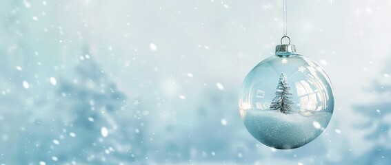 Christmas Ornament with a Snowy Winter Scene