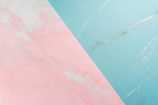 Pastel pink and turquoise marble background with diagonal split, perfect for stylish, modern, material, textured designs