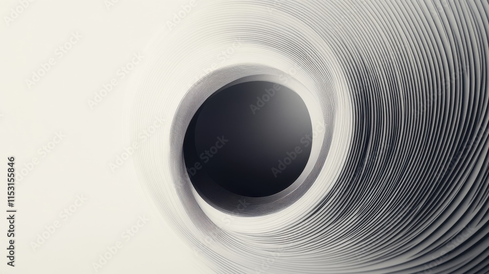Poster abstract black and white spiral design creating a mesmerizing illusion of depth and movement.