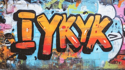  word " IYKYK " , paint on wall with grungy graffiti style, Gen Z slang, If You Know You Know 