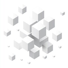 Abstract 3D white cubes cluster.