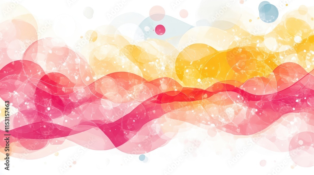 Poster Abstract colorful wave background with translucent bubbles.