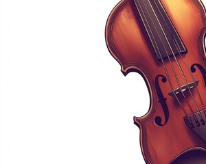 Fototapeta premium A close-up of a beautifully crafted wooden violin showcasing its intricate details and warm tones.