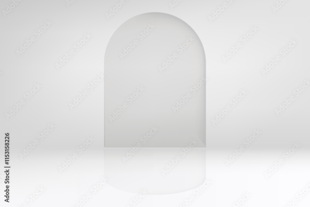 Poster bright studio with wall and arc. 3d vector background for product design