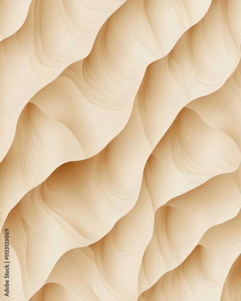 Poster soft beige wavy pattern creating a calming and elegant design aesthetic.