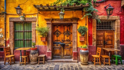 Obraz premium Historic Mexican Saloon, San Miguel de Allende, Swinging Doors, Old West, Architectural Photography