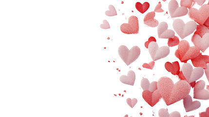 a Valentine's Day red and pink hearts banner isolated on a transparent background