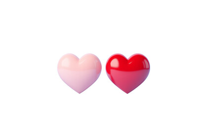a Valentine's Day red and pink hearts banner isolated on a transparent background