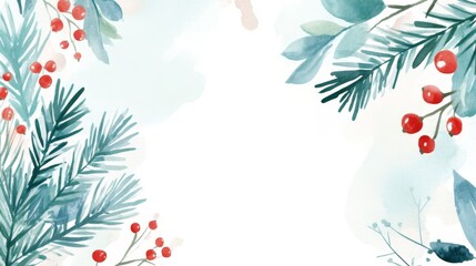 Winter Watercolor Botanical Floral Design Background