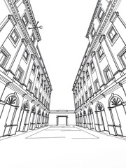 Obraz premium Elegant Cityscape Wireframe Illustration: Classic Architectural Design. AI Generated