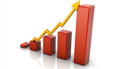 An upward trend represented by rising red bars and an arrow, symbolizing growth and success in business.