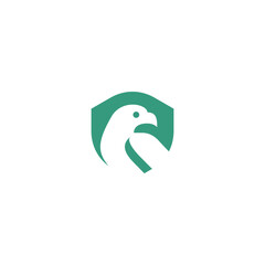 Bird shield Minimalist Logo For Business. vector eagle. leaf. grow up