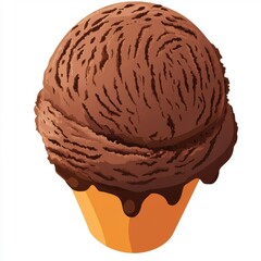 A delicious scoop of rich chocolate ice cream atop a golden-brown cone, perfect for a sweet treat.