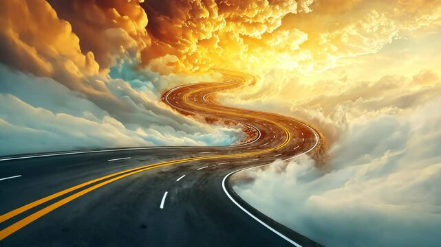 Peer into a surreal world where roads intersect at impossible angles, defying the laws of physics and sparking wonder illustration.