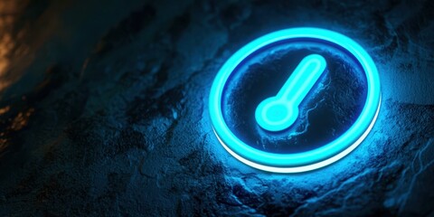 Blue and white sign with a red arrow pointing to the right