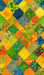 Seamless Linen Knit Textile Background with Colorful Geometric Patterns And Shapes