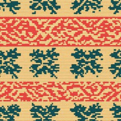 Seamless Linen Knit Textile Background with Colorful Geometric Patterns And Shapes