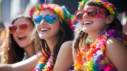 Fototapeta premium Three Women in Colorful Festive Attire