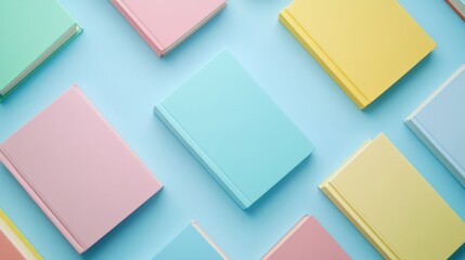 Fototapeta premium Vibrant Pastel Books Arrangement - A Delightful Visual Composition