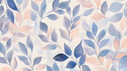 Delicate Pastel Leaves Pattern Wallpaper Design