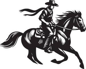 Fototapeta premium Horse riding, A man ride horse cute beautiful horse black vector