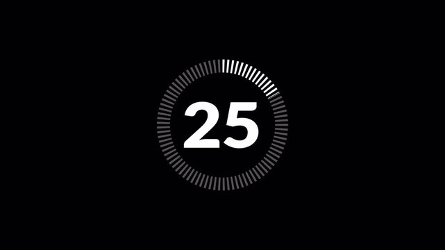  30 second countdown timer animation from 30 seconds to 0 seconds with alpha channel , 30 second countdown timer on a transparent background.