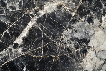 Black Marble Texture With White And Gold Veining