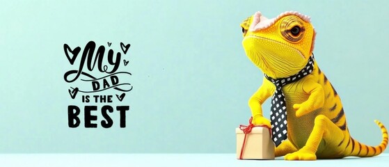 Adorable Chameleon Celebrates Fathers Day with a Gift, My Dad is the Best