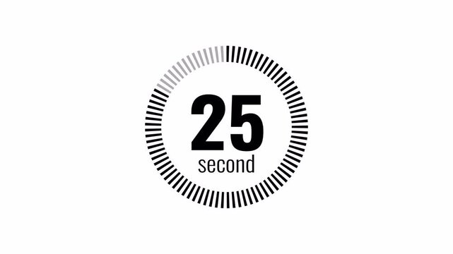  30 second countdown timer animation from 30 seconds to 0 seconds with alpha channel , 30 second countdown timer on a transparent background.